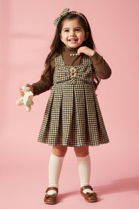 Pinafore Dress & Brown Knit Top Set TSPN30099
