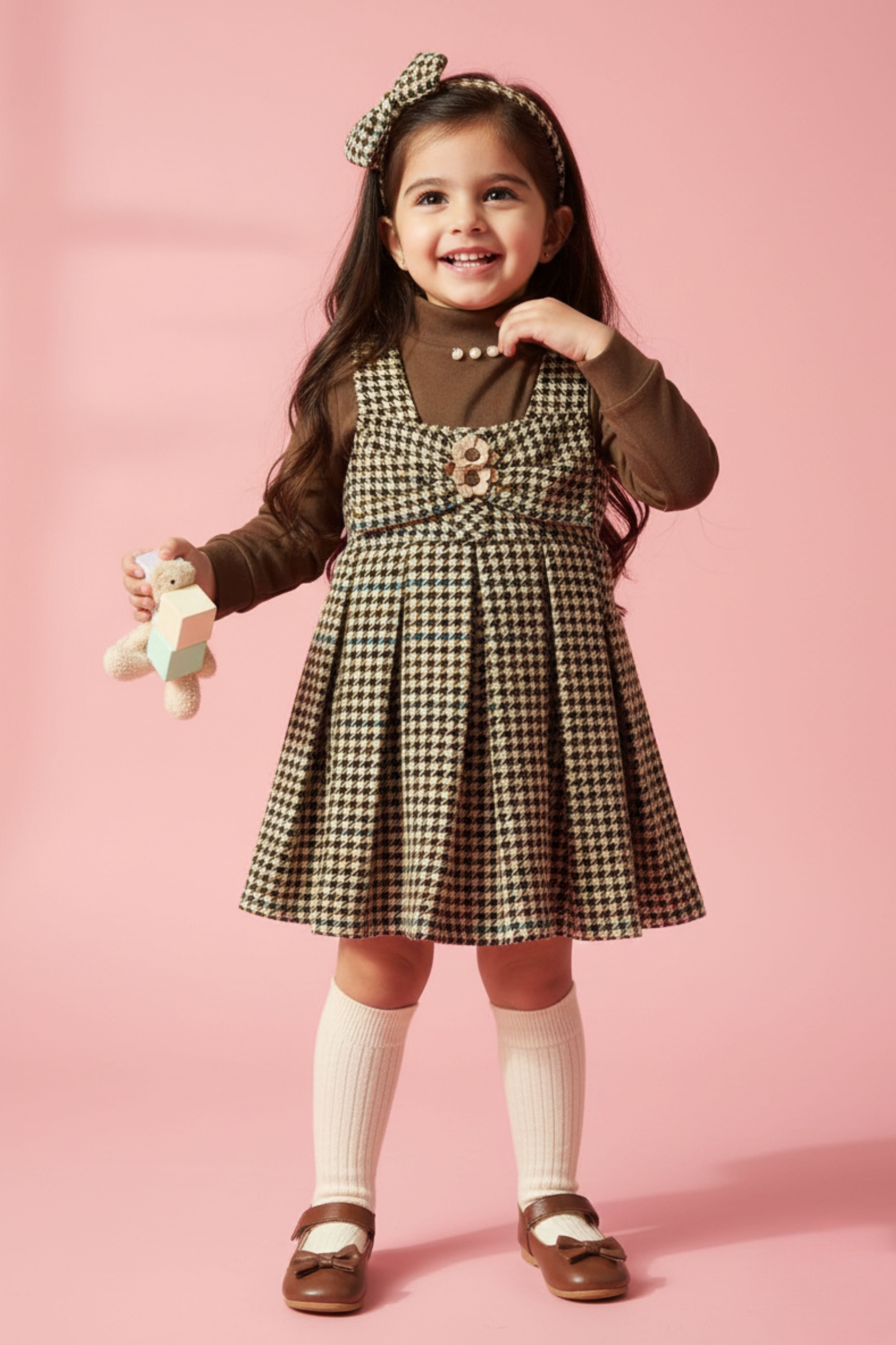 Tressel Dress Brown Knitted Dress for Toddlers