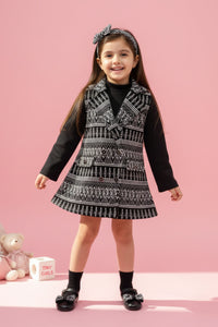 Tressel Black & White Knitted Layered Winter Top for Girls