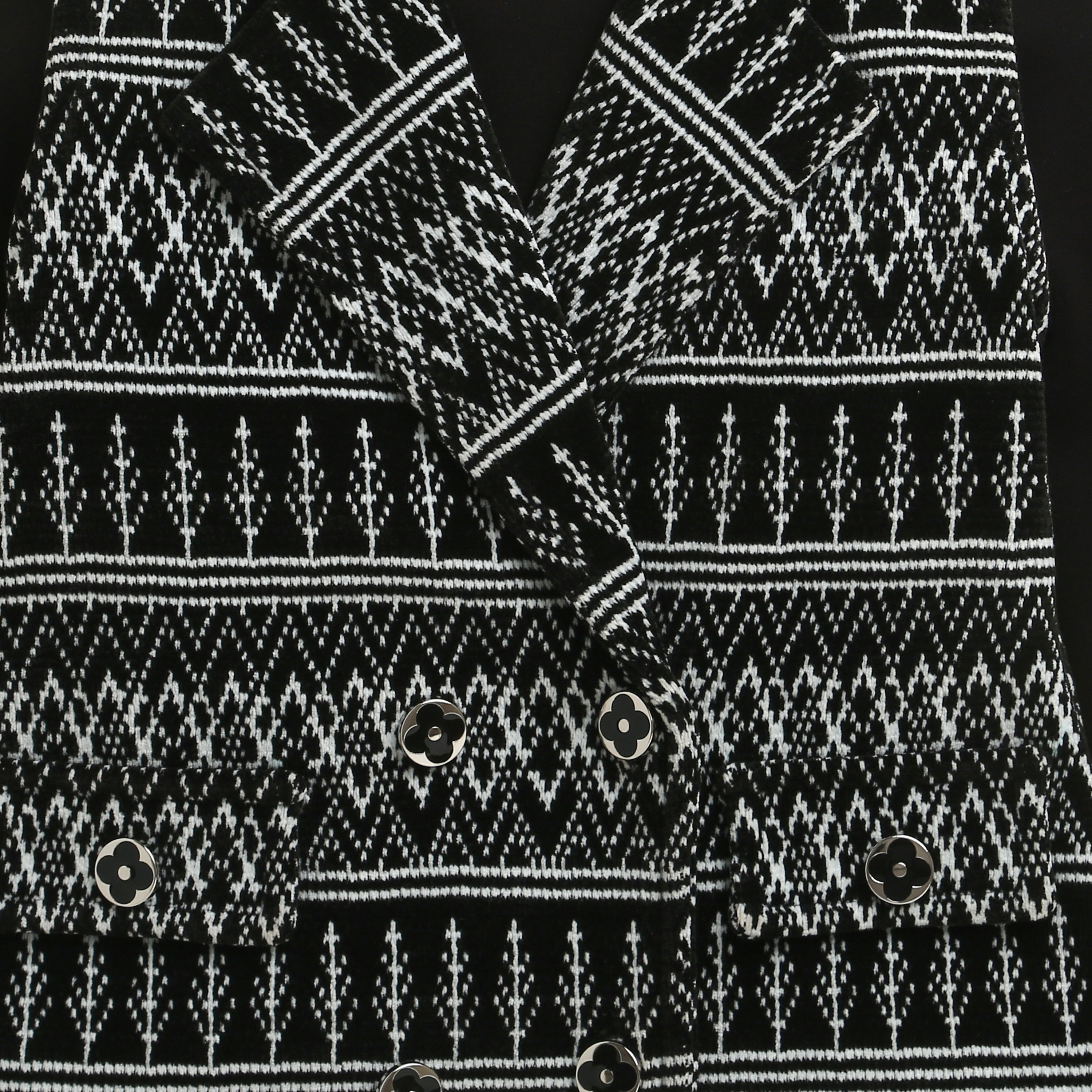 Black Geometric Jacket Dress with Inner Top TSPN30103