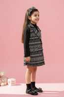 Tressel Black & White Knitted Layered Winter Top for Girls
