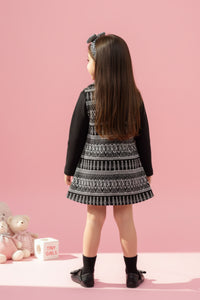Tressel Black & White Knitted Layered Winter Top for Girls