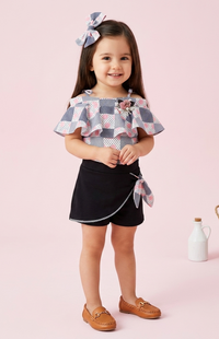 Pink & Black Printed Top and Shorts Set TSSET40203