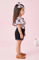 Pink & Black Printed Top and Shorts Set TSSET40203