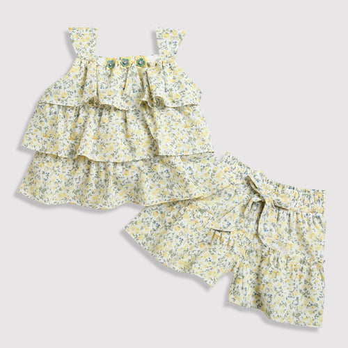 Floral Tiered Top & Shorts Co-ord Set TSSET40226