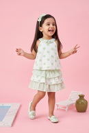 Polka Dot Green Layered Dress TSSET40255