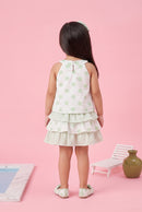Polka Dot Green Layered Dress TSSET40255