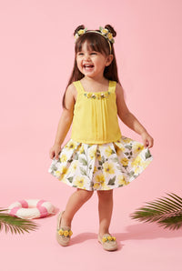 Floral Yellow Top and Skirt Co-ord Set TSSET40257