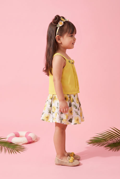 Floral Yellow Top and Skirt Co-ord Set TSSET40257
