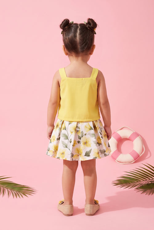 Floral Yellow Top and Skirt Co-ord Set TSSET40257