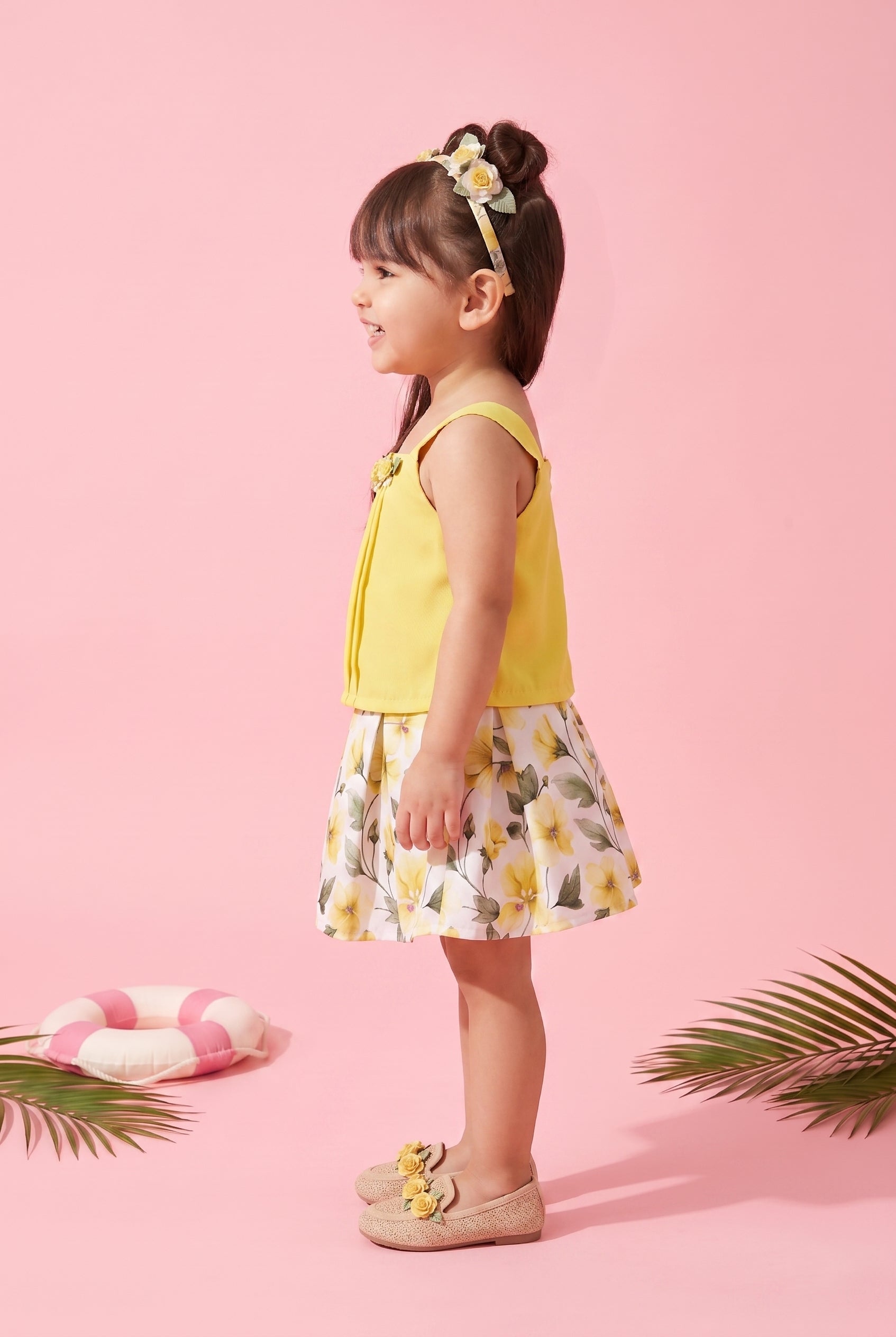 Floral Yellow Top and Skirt Co-ord Set TSSET40257