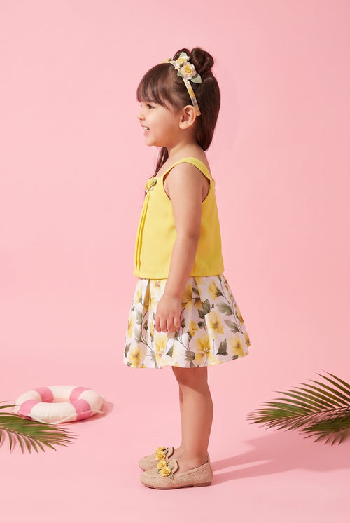 Floral Yellow Top and Skirt Co-ord Set TSSET40257
