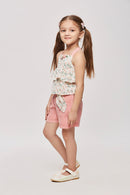 Floral Layered Top & Pink Shorts Co-ord Set TSSET40262
