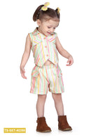Pastel Stripe Sleeveless Top & Shorts Set TSSET40399