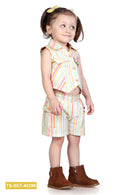 Pastel Stripe Sleeveless Top & Shorts Set TSSET40399