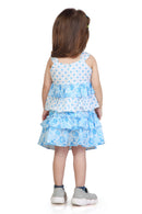 Blue Floral Tiered Ruffle Top & Skirt Set TSSET40402