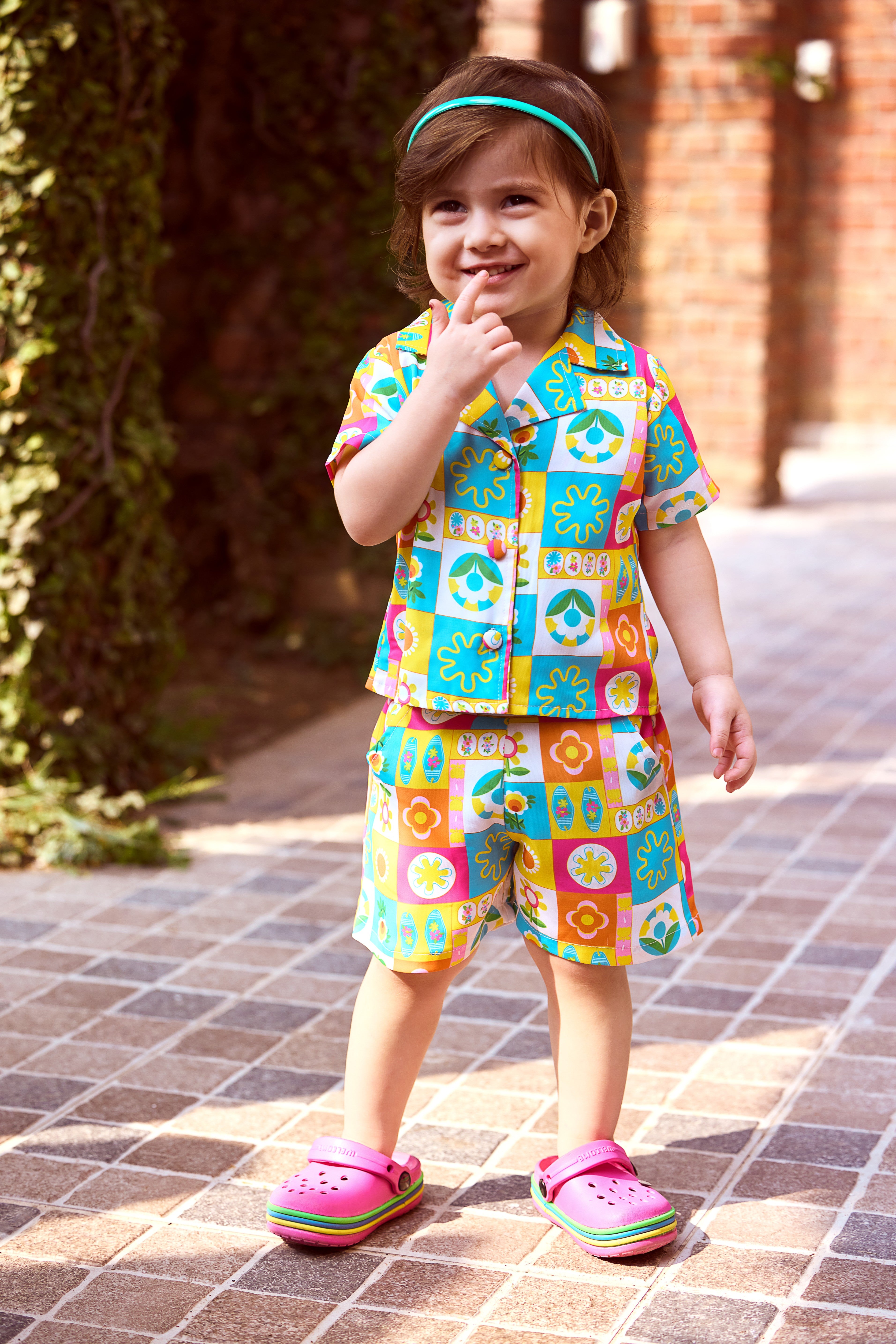 Retro Print Shirt & Shorts Co-ord Set TSSET40468