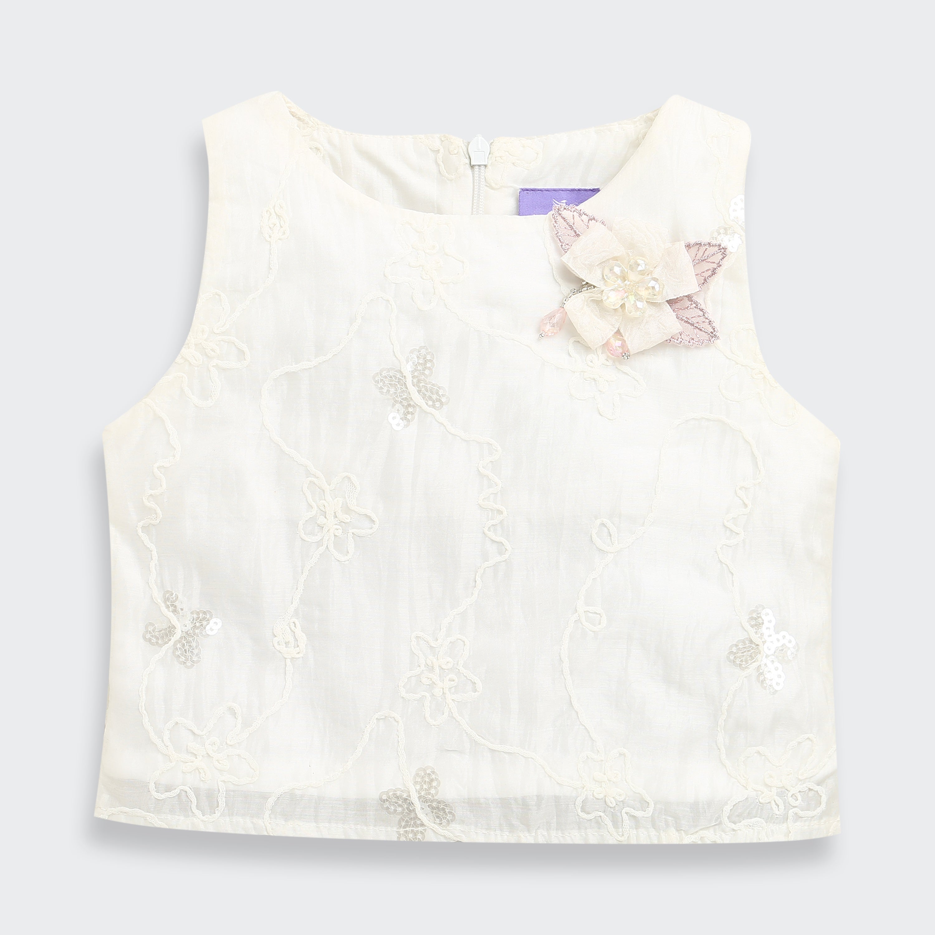 Tressel Onion Pink Floral Printed Top & Skirt Set