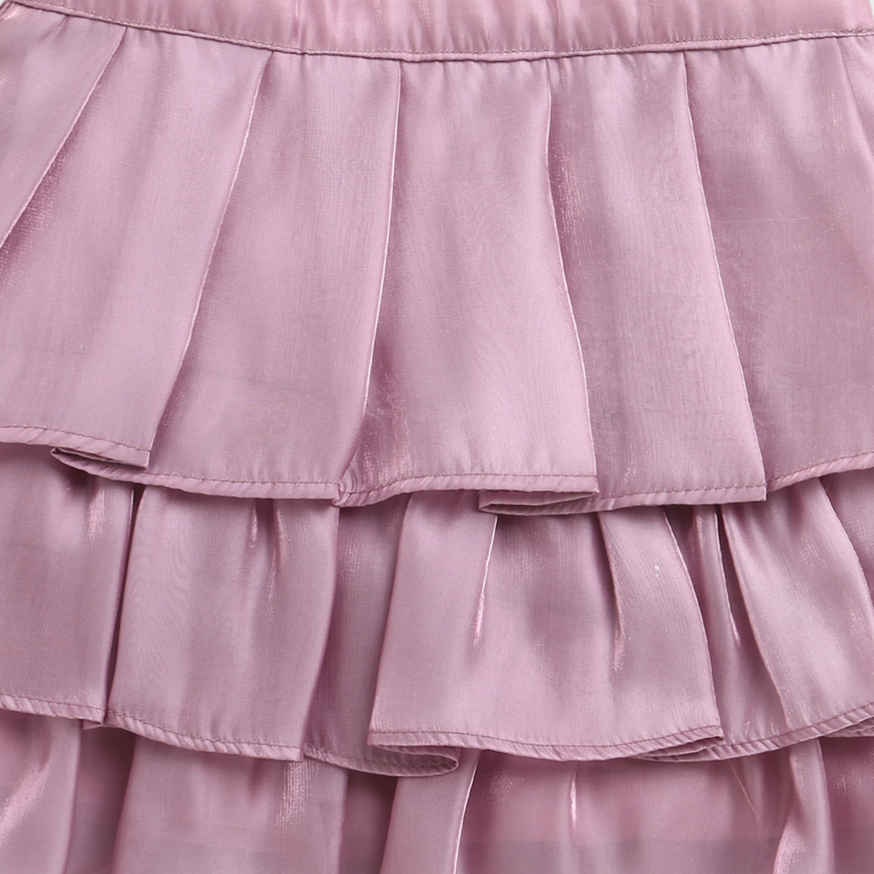 Tressel Onion Pink Floral Printed Top & Skirt Set