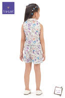 Pastel Floral Collar Top & Skirt Set TSSET40495