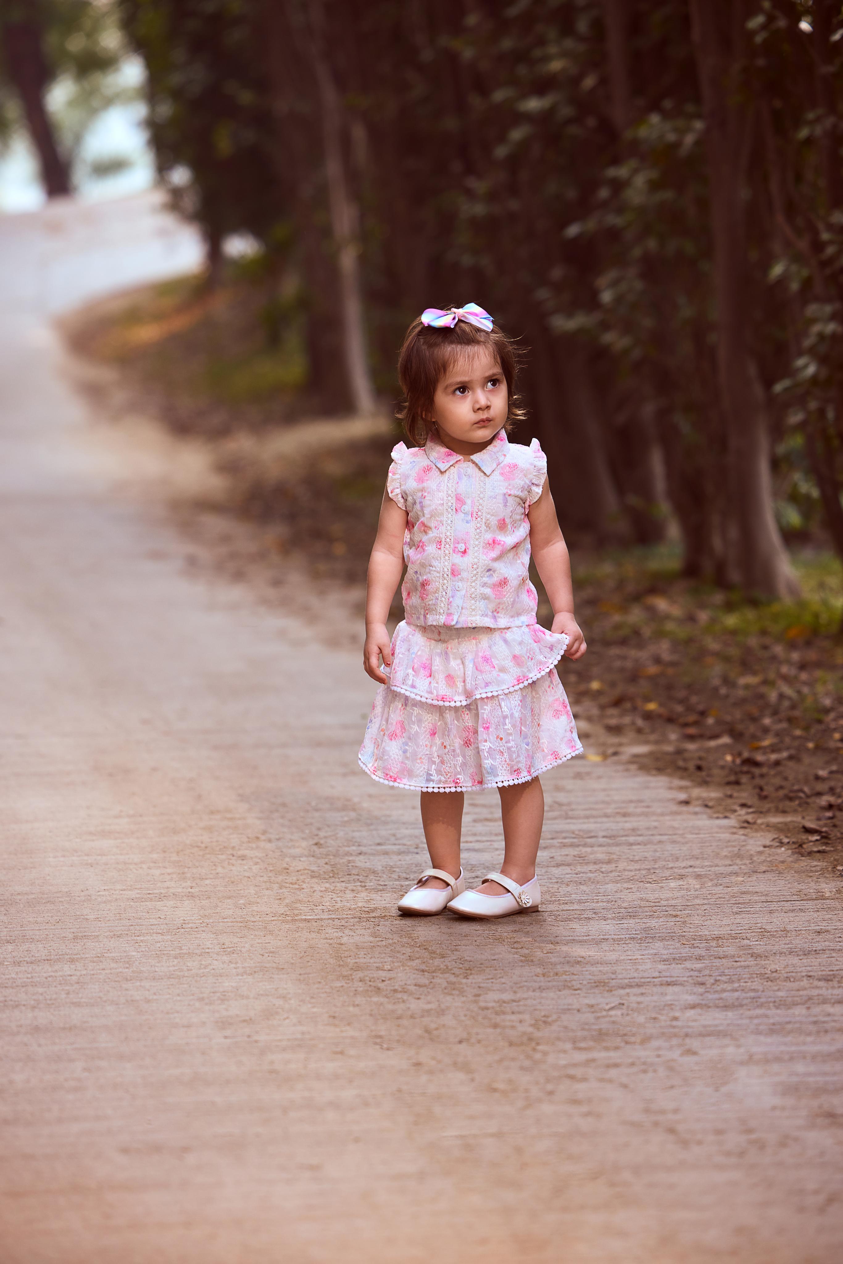 Pink Floral Lace Top & Tiered Skirt Set TSSET40501