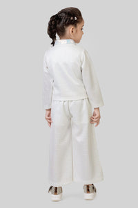 Tressel Off-White Shimmer Co-ord Set for Girls