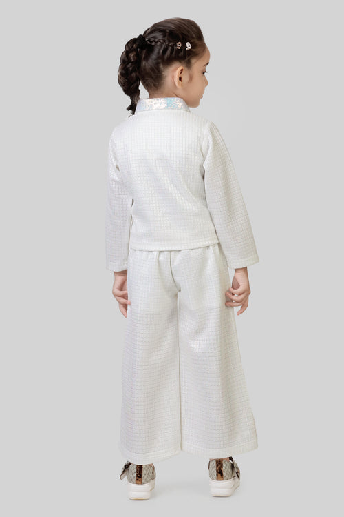 Pearl Shimmer Jacket & Flared Pants Set TSSET40518