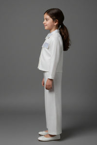 Tressel Off-White Shimmer Co-ord Set for Girls