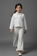 Tressel Off-White Shimmer Co-ord Set for Girls