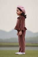 Tressel Brown Velvet Top & Pants Co-ord Set for Girls