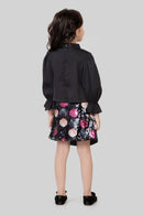 Tressel Black Ruffle Top & Sequin Skirt Set for Girls