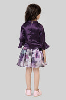 Plum Ruffle Top & Floral Skirt Set TSSET40535