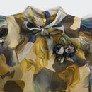 Girls Olive Floral Blouse & Mustard Skirt Set TSSET40546