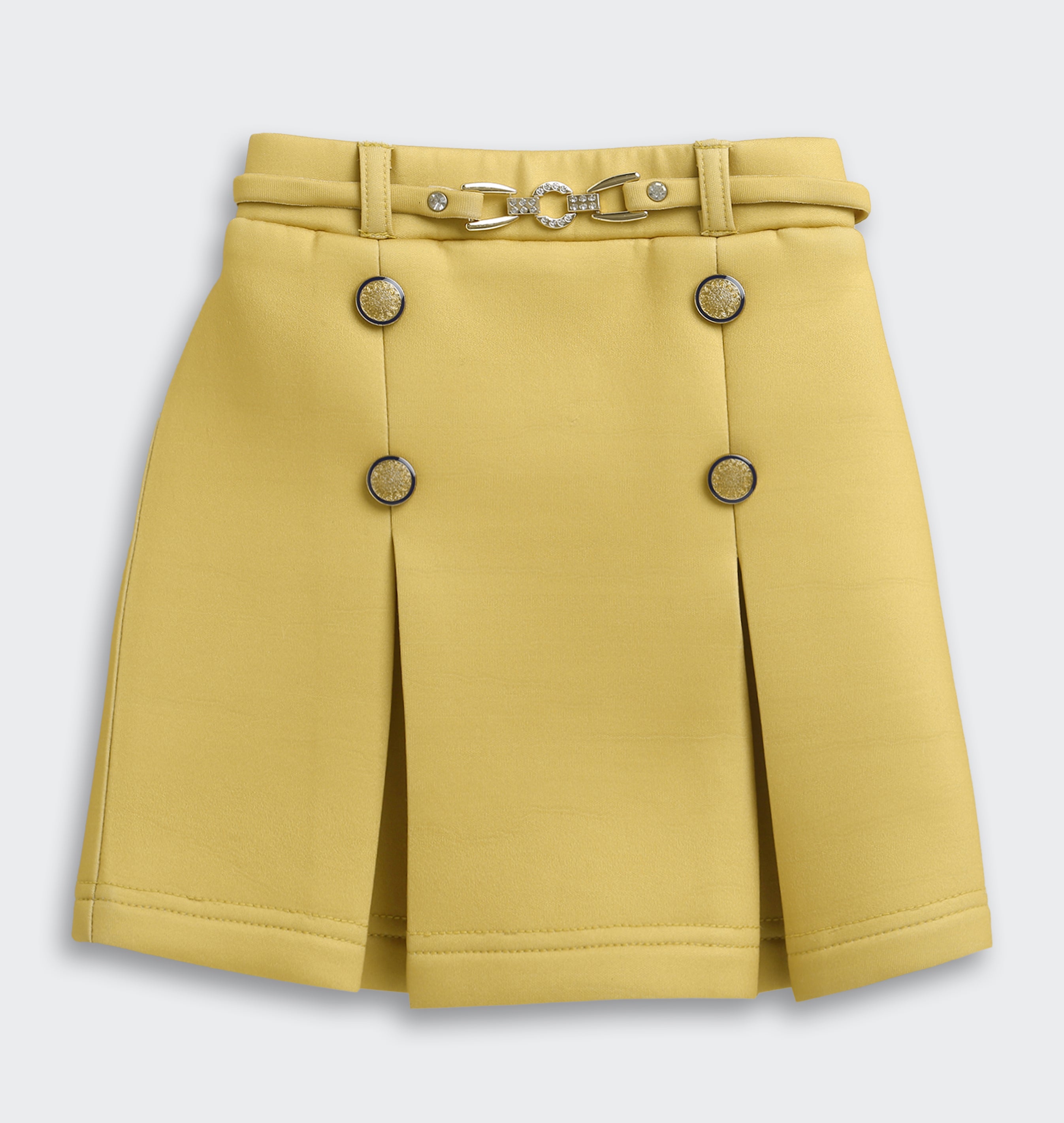 Girls Olive Floral Blouse & Mustard Skirt Set TSSET40546