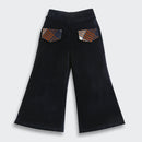 TresselGirls Navy Blue Checkered Jacket & Velvet Pant Co-Ord Set