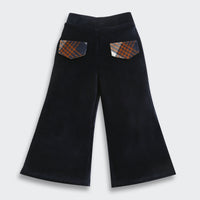 TresselGirls Navy Blue Checkered Jacket & Velvet Pant Co-Ord Set