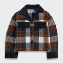 TresselGirls Navy Blue Checkered Jacket & Velvet Pant Co-Ord Set