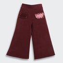 Burgundy Sequin Detail Jacket & Flared Pants Set TSSET0554