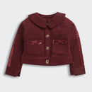 Burgundy Sequin Detail Jacket & Flared Pants Set TSSET0554