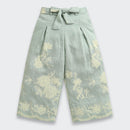 Sage Green Embroidered Jacket & Wide-Leg Pants Set TSSET40556