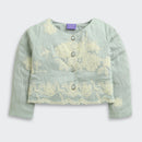 Sage Green Embroidered Jacket & Wide-Leg Pants Set TSSET40556