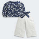 Tressel Girls Navy Blue & White Co-ord Set – Stylish Western Wear
