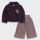 Plum Jacket & Printed Wide-Leg Pants Set TSSET40577