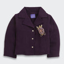 Tressel Purple Textured Jacket & Printed Pant Co-ord Set for Girls