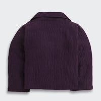Tressel Purple Textured Jacket & Printed Pant Co-ord Set for Girls