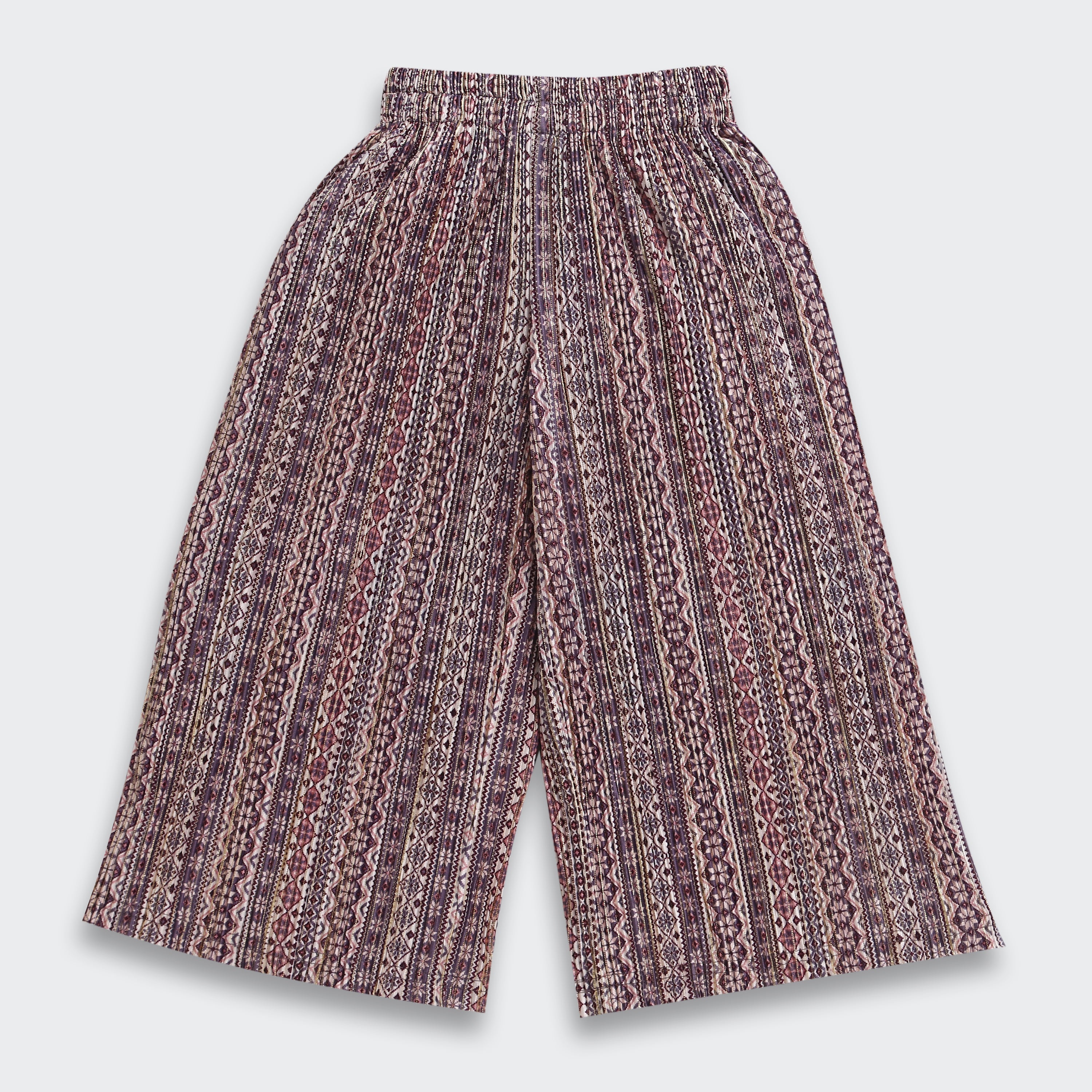 Tressel Purple Textured Jacket & Printed Pant Co-ord Set for Girls