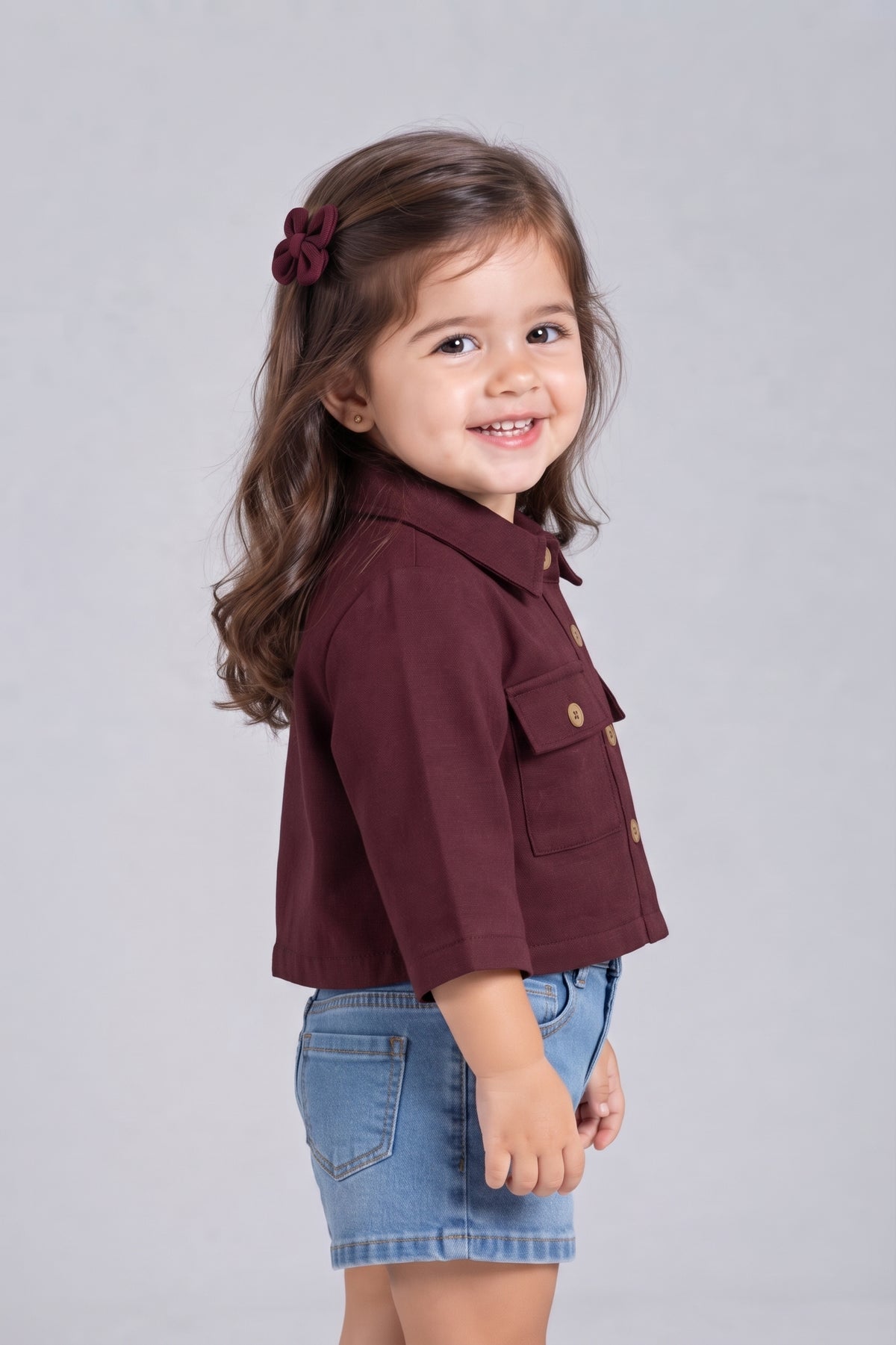Cropped Utility Shirt with Flap Pockets TSTP0043