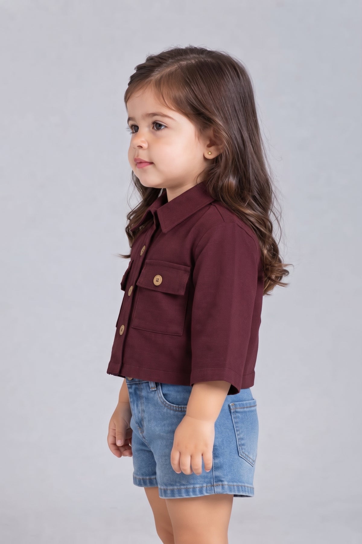 Cropped Utility Shirt with Flap Pockets TSTP0043