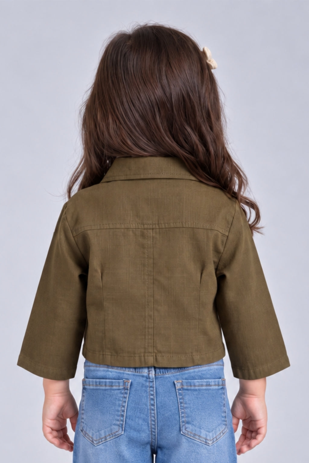 Khaki Brown Cropped Utility Shirt with Flap Pockets TSTP0043