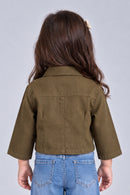 Khaki Brown Cropped Utility Shirt with Flap Pockets TSTP0043